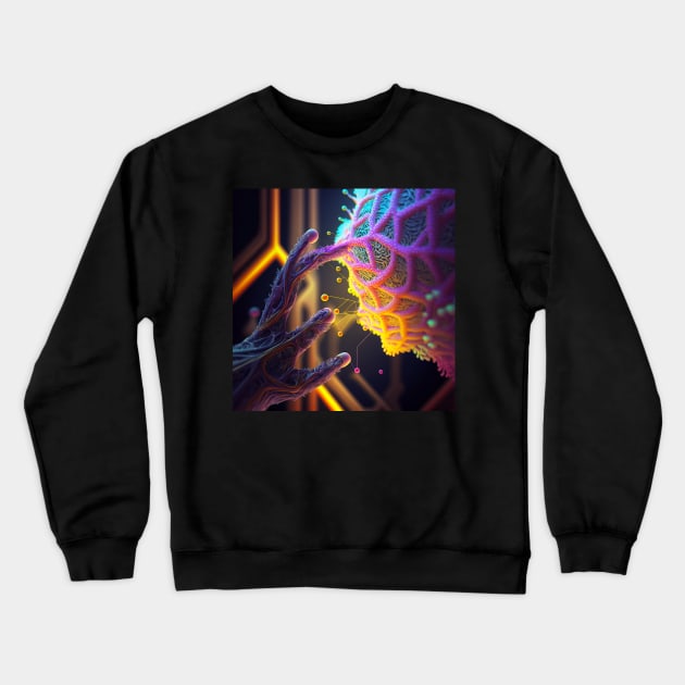 Microscopic Connection (Psychedelic Alien) Crewneck Sweatshirt by PsychedelicPour